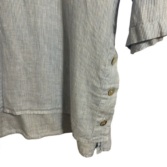 J. Jill Blue White Striped Tunic 100% Linen Top Pull Over Lagenlook Beach Size M - Picture 7 of 9